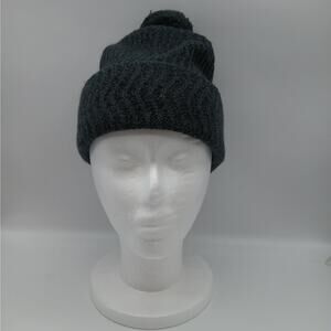 Allbirds 100% Merino Wool Knit Cuff Pom Pom Beanie Hat Dark Gray One Size Unisex